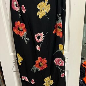 Floral Black Midi Skirt